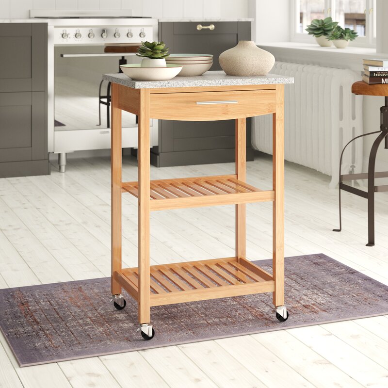 Cooks Professional Kitchen Trolley With Granite Top Reviews Wayfair   Kitchen Trolley With Granite Top 